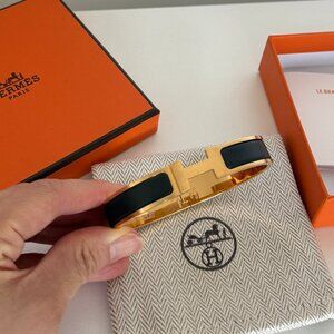 NWT Men's Hermes Clic HH Bracelet T6 - Black/Gold